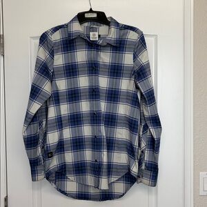 Flylow Flannel Shirt Women's Blue Plaid Snap Button